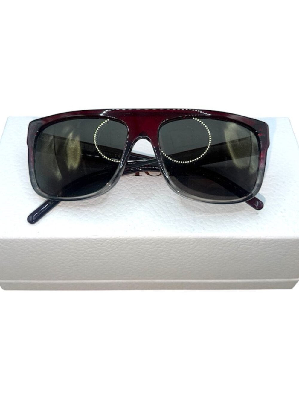 Christian Dior Homme Black Tie Men's Burgundy Red Rectangular Sunglasses (NEW)